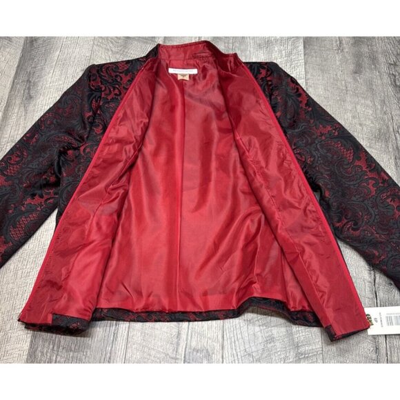 Allison Daley Blazer Suit Jacket Womens 6P Petite Red Romance Zip Up Pockets NEW - Picture 2 of 10